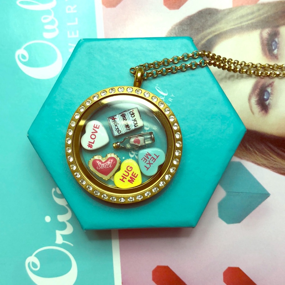 Large Gold Origami Owl Living Locket with Chain